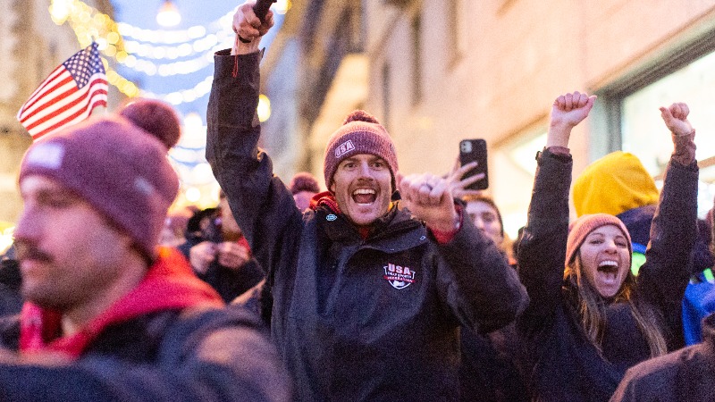 Eric and Lauren chant USA